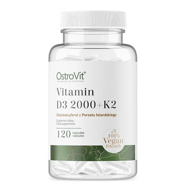 Вітаміни та мінерали OstroVit Vege Vitamin D3 2000 +K2, 120 вегакапсул EXP