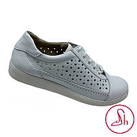 Літні жіночі кеди шкіряні бірюзового та білого кольорів “Style Shoes”, фото 7