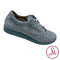 Літні жіночі кеди шкіряні бірюзового та білого кольорів “Style Shoes”, фото 2