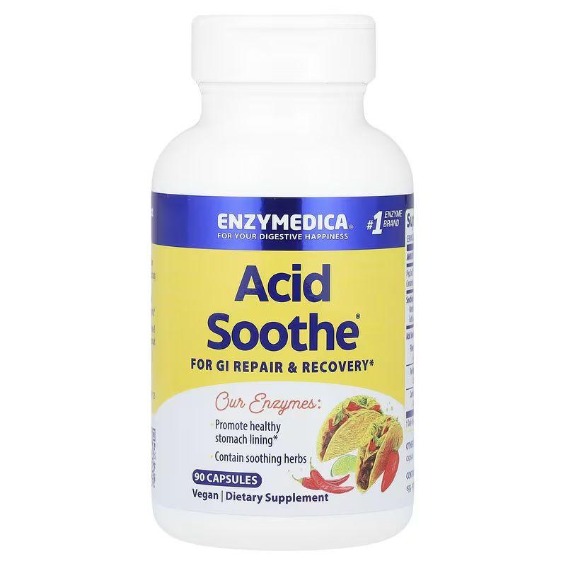 Натуральна добавка Enzymedica Acid Soothe, 90 капсул EXP