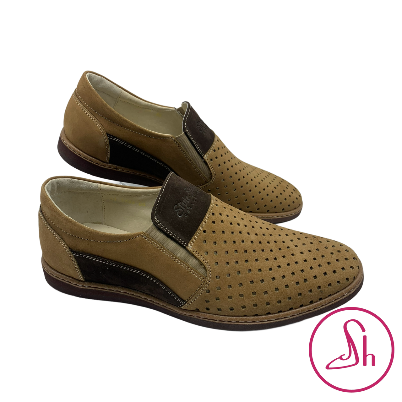 Мокасини чоловічі нубукові бежевого цвета «Style Shoes»