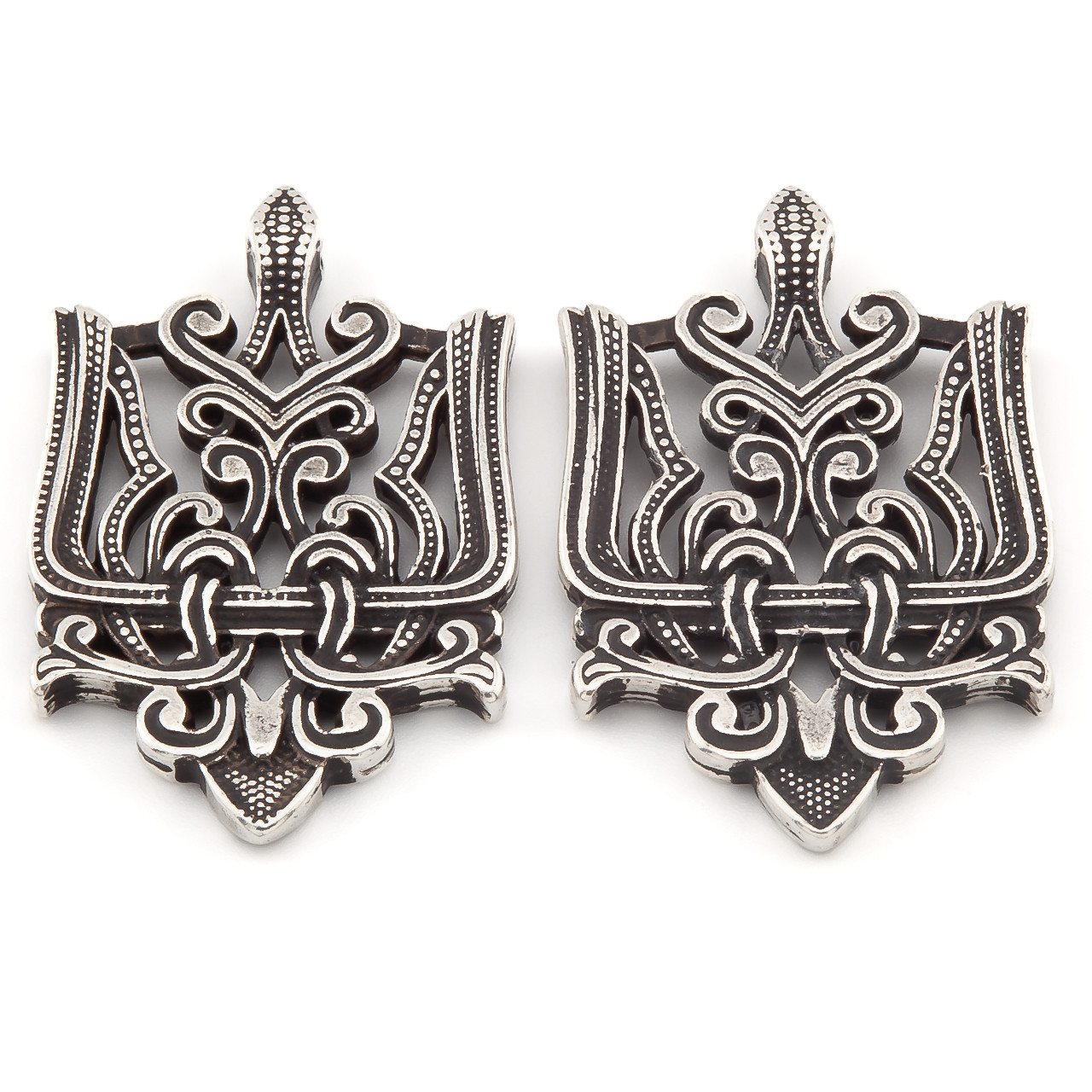 Підвіска Тризуб плетіння 38,5х24 мм 1 шт. Срібло, фото 1