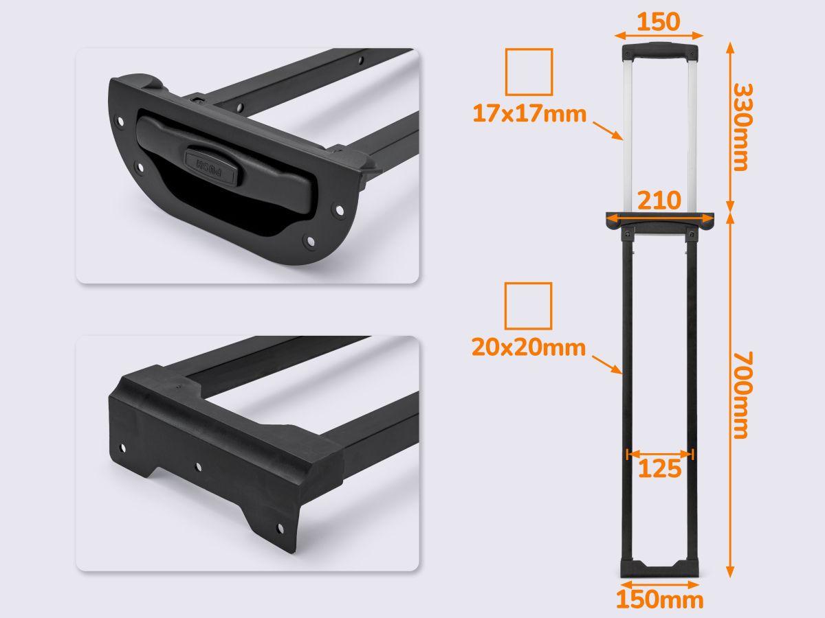 Висувна ручка для валізи з кнопкою на 2 положення ЧМВС-008/2, фото 1