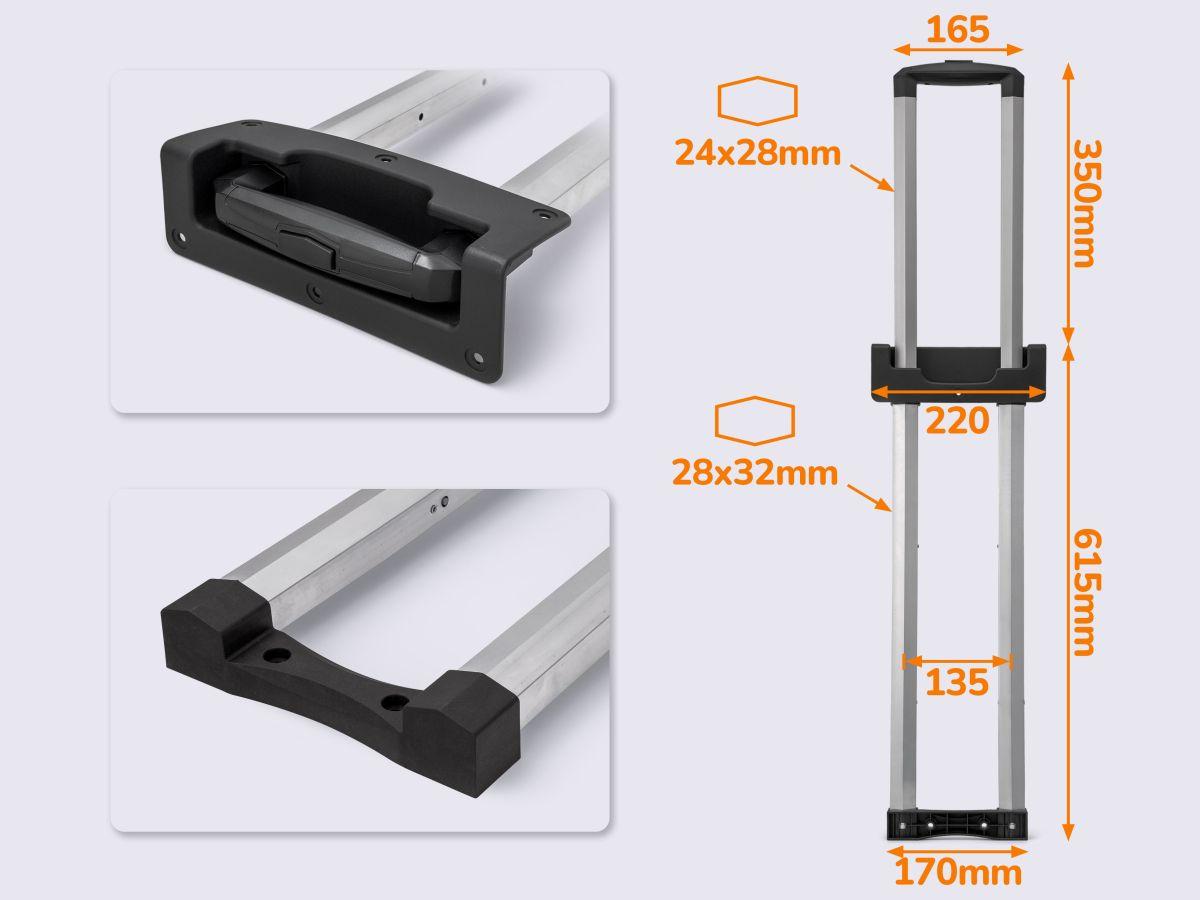 Висувна ручка для валізи з кнопкою на 2 положення ЧМВС-7014, фото 1