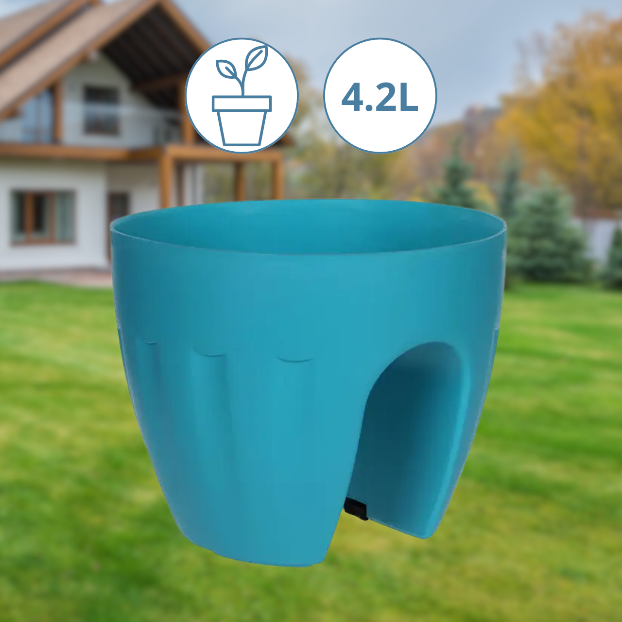Кашпо для квітів пластикові Mica decorations Elba 4.2л Горщики для квітів бірюза Балконні вазони