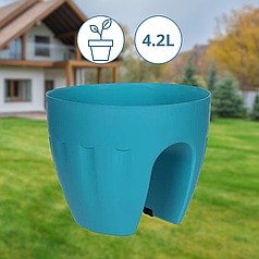 Кашпо для квітів пластикові Mica decorations Elba 4.2л Горщики для квітів бірюза Балконні вазони