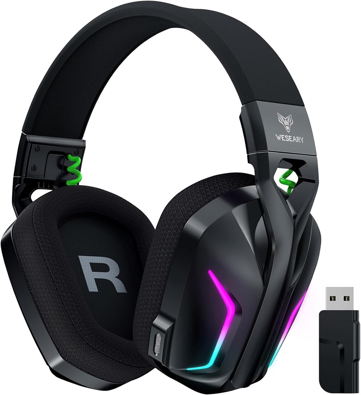 Бездротова ігрова гарнітура WESEARY 7.1 з мікрофоном для PS4, PS5, ПК, Switch, Mac, ігрові навушники Bluetooth 2,4 ГГц