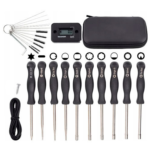 Набір викруток 10 шт та тахометр для налаштування карбюраторів у чохлі Чорний