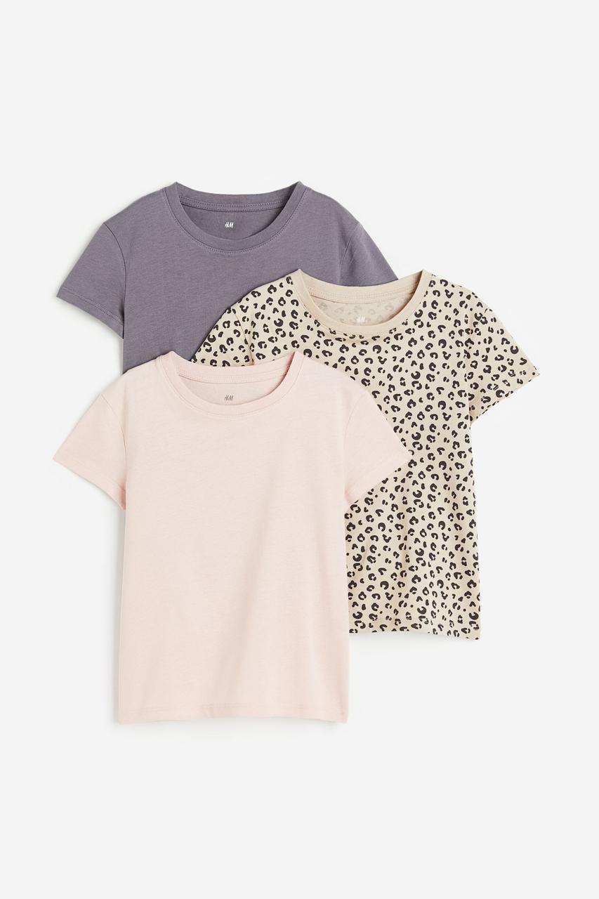 Футболка однотонна і леопардовий принт H&M  110/116, 122/128, 134/140см