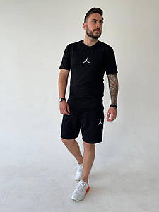 Чоловічий спортивний костюм Jordan чорний літній комплект футболки шорти молодіжний стильний костюм на підлітка