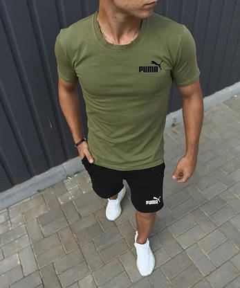 Літній спортивний костюм Puma футболка шорти молодіжний стильний повсякденний комплект для підлітків, фото 3