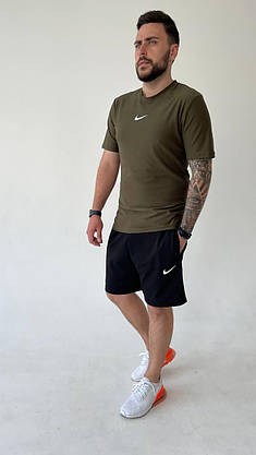 Чоловічий спортивний костюм хакі літній футболка та шорти Nike молодіжний стильний комплект для підлітка хлопця, фото 3