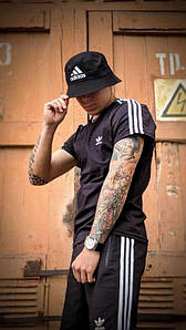 Футболка adidas Чорна для чоловіків літня колекція з якісного кулера для активного відпочинку