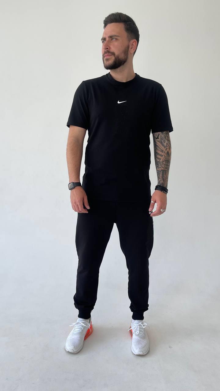 Чорний костюм чоловічий літній повсякденний молодіжний футболка та штани спортивний костюм для чоловіків і хлопців