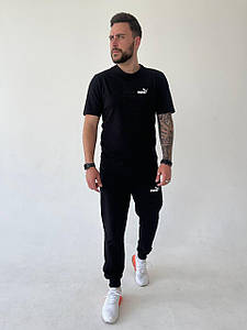 Костюм чоловічий літній чорний повсякденний молодіжний комплект футболки та штани спортивний костюм для чоловіків