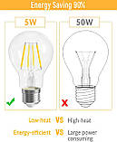 Гвинтова лампа QNINE Warm White E27, 5 Вт (еквівалент 50 Вт), 500 лм, світлодіодна лампа, 2700K, не з підсвічуванням, 3 шт., фото 5