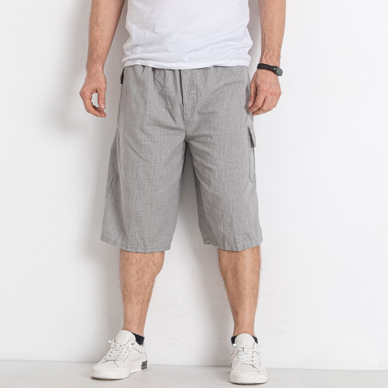 Бриджі шорти чоловічі Ao Long Льон Xl-5XL, Бежевий, 4XL, фото 1