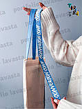 Торба котонова середньої щільності з блакитними ручками одна частина подовжена без друку Розмір: 35cм х 40см, фото 4