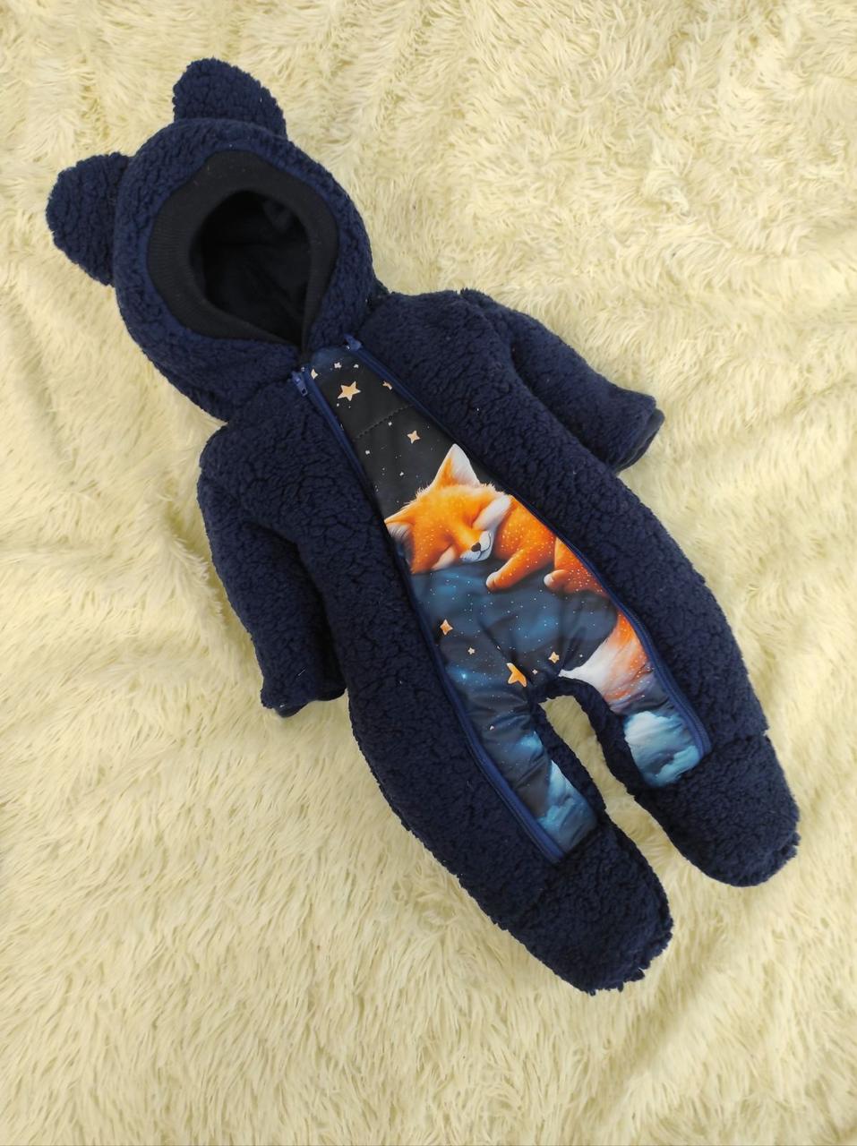 Дитячий теплий чоловічок комбінезон осінь весна зима 0-3 міс 56-62 розмір