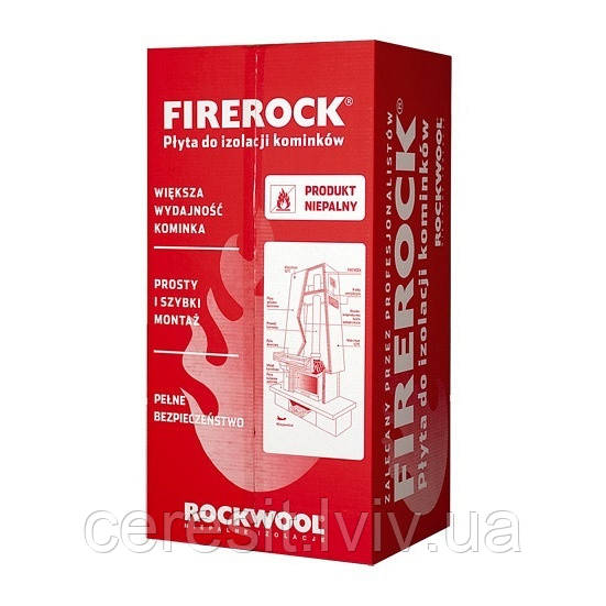 Вата мінеральна для камінів та печей ROCKWOOL Firerock 1000x600x30 мм .