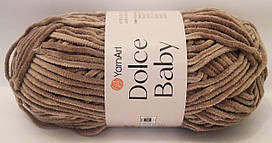 Нитки пряжа для в'язання велюрова плюшева DOLCE BABY YarnArt Дольче Бебі Ярнарт № 754 - темний беж