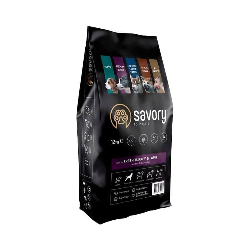 Сухий корм для собак Savory Medium Breed rich in Fresh Turkey & Lamb 12 kg
