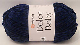 Нитки пряжа для в'язання велюрова плюшева DOLCE BABY YarnArt Дольче Бебі Ярнарт № 756 - темний синій