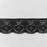 Ажурне натуральне бавовняне (лляне) мереживо чорного кольору, ширина 4,0 см, фото 3