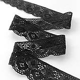 Ажурне натуральне бавовняне (лляне) мереживо чорного кольору, ширина 4,0 см, фото 4