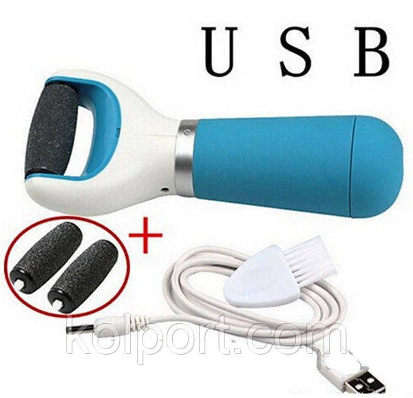 Электрическая роликовая пилка для удаления огрубевшей кожи с USB + 2 доп насадки , товары для ухода за ногами - фото 3 - id-p414890493