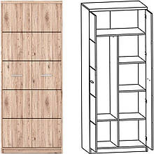 Шафа розпашна комбінована з ЛДСП SZF2D Шанталь Gerbor Дуб сан-ремо світлий