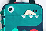 Дитяча термосумка — ланч бег для їжі із собою на 4 л Kidos 3D, з кишенею Крокодил, синя, фото 5