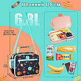 Дитяча термосумка, ланч бег у школу для їжі з собою 6.8л, Фіолетова Динозаври, фото 4