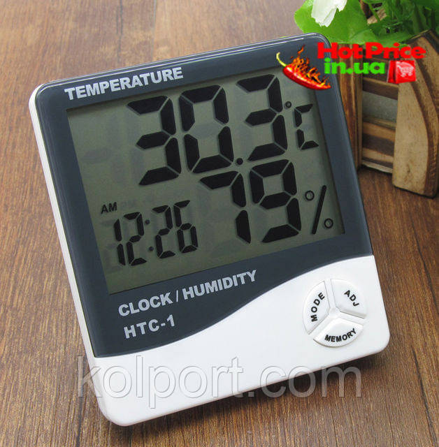 Часы Термометр Гигрометр HTC-1 3в1 , настольные часы, часы для дома, домашняя метеостанция - фото 4 - id-p414890921