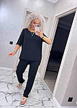 Стильний літній костюм жіночий брючний чорний жіночий літній костюм із брюками легкий костюмчик на літо, фото 7