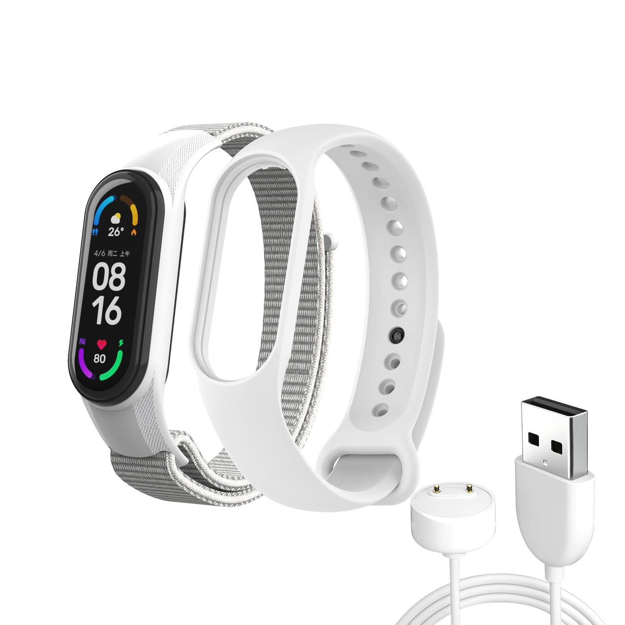 Ремешок ArmorStandart Set для Xiaomi Mi Band 7/6/5 New Style White (ARM77041)