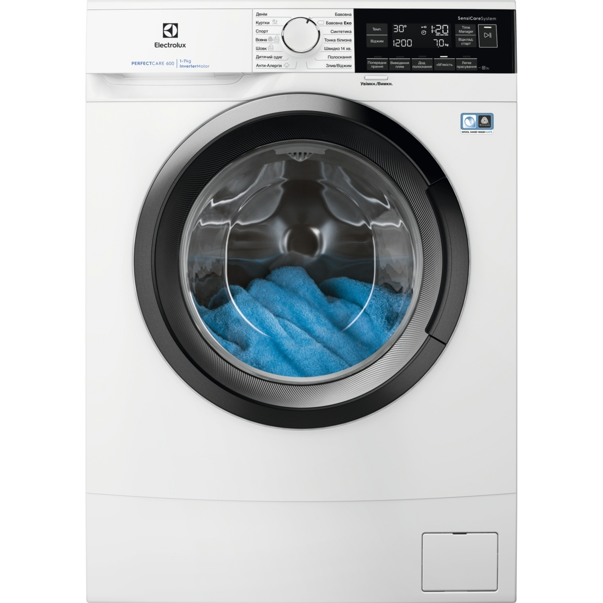 Electrolux Пральна машина фронтальна, 7кг, 1400, A+++, 48см, дисплей, інвертор, білий, фото 1