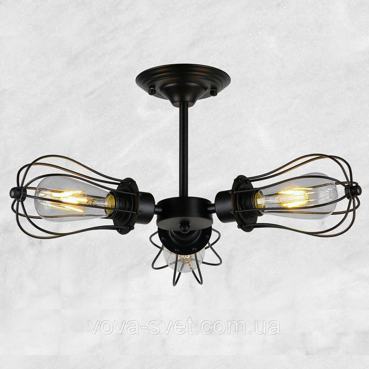 Світильник стельовий [Loft an Outdoor Fan - II ] вентилятор (3 Lamp Edisons)