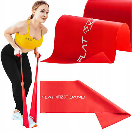 Стрічка-еспандер для спорту та реабілітації 4FIZJO Flat Band 200 х 15 cм 2-4 кг Red (P-5907222931646), фото 1