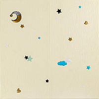 Панель стінова 3D 700х700х4мм Зірки та місяці на бежевому фоні SW-00001971