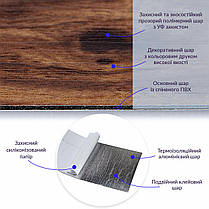 Самоклеюча вінілова плитка 152.4х914.4х1.5мм Темне дерево, ціна за 1 шт. (СВП-004) Матова SW-00000222, фото 2