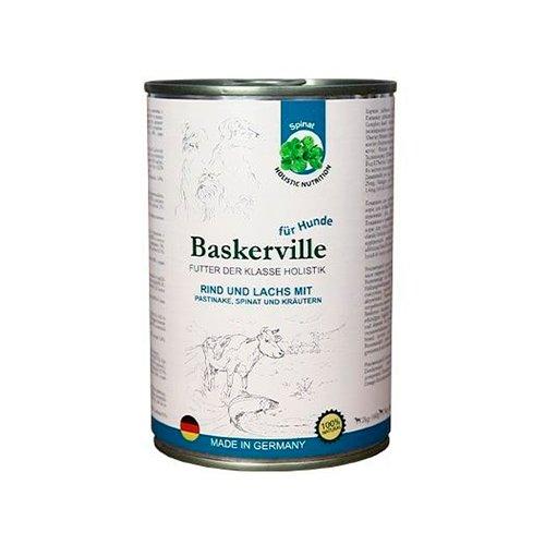 Вологий корм для собак Baskerville Holistic, лосось і яловичина з пастернаком, шпинатом і зеленню, 800 г, фото 1
