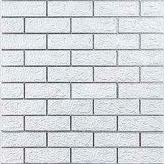 Самоклеюча 3D панель 700х770х3мм Біла цегла смужка срібло (100-3) SW-00000752