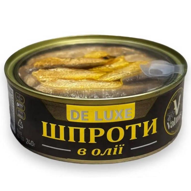 Шпроти в олії з вікном DeLuxe ж/б 240 г