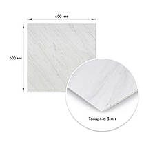 Декоративна ПВХ плита 600х600х3мм Білий мармур (S) SW-00001620, фото 3