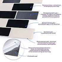 Самоклеюча поліуретанова плитка чорна сіра молочна цегла 305х305х1мм (D) SW-00001329, фото 2