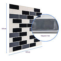 Самоклеюча поліуретанова плитка чорна сіра молочна цегла 305х305х1мм (D) SW-00001329, фото 3