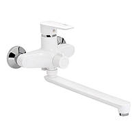 Змішувач для ванни білий BRINEX d-35 з довгим ліктьовим виливом поворотний одноважільний