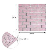 Панель стінова 70*70cm*5mm рожева цегла зі сріблом (D) SW-00001501, фото 4