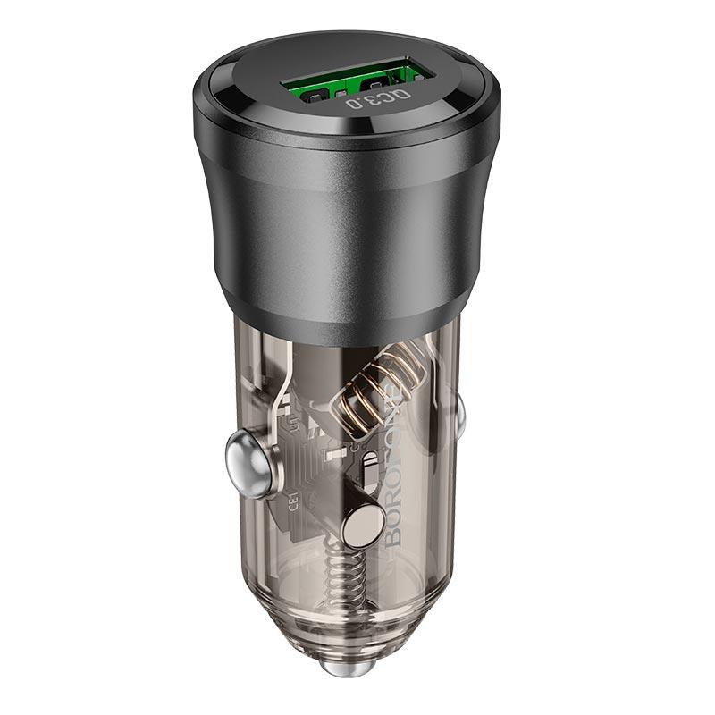 Адаптер автомобільний Borofone Noble single-port Car charger BZ23 |1USB, 18W/3A, QC3.0| чорний